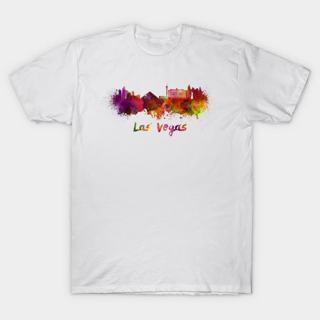 Las vegas skyline in watercolor T-Shirt by PaulrommerArt